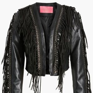 Stylish Black Fringe Leather Jacket